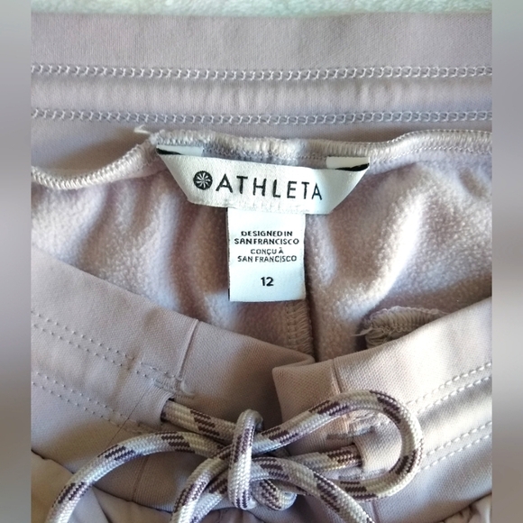 Athleta Apres Quilted Down Lavender Joggers Sz 12 - Picture 5 of 10